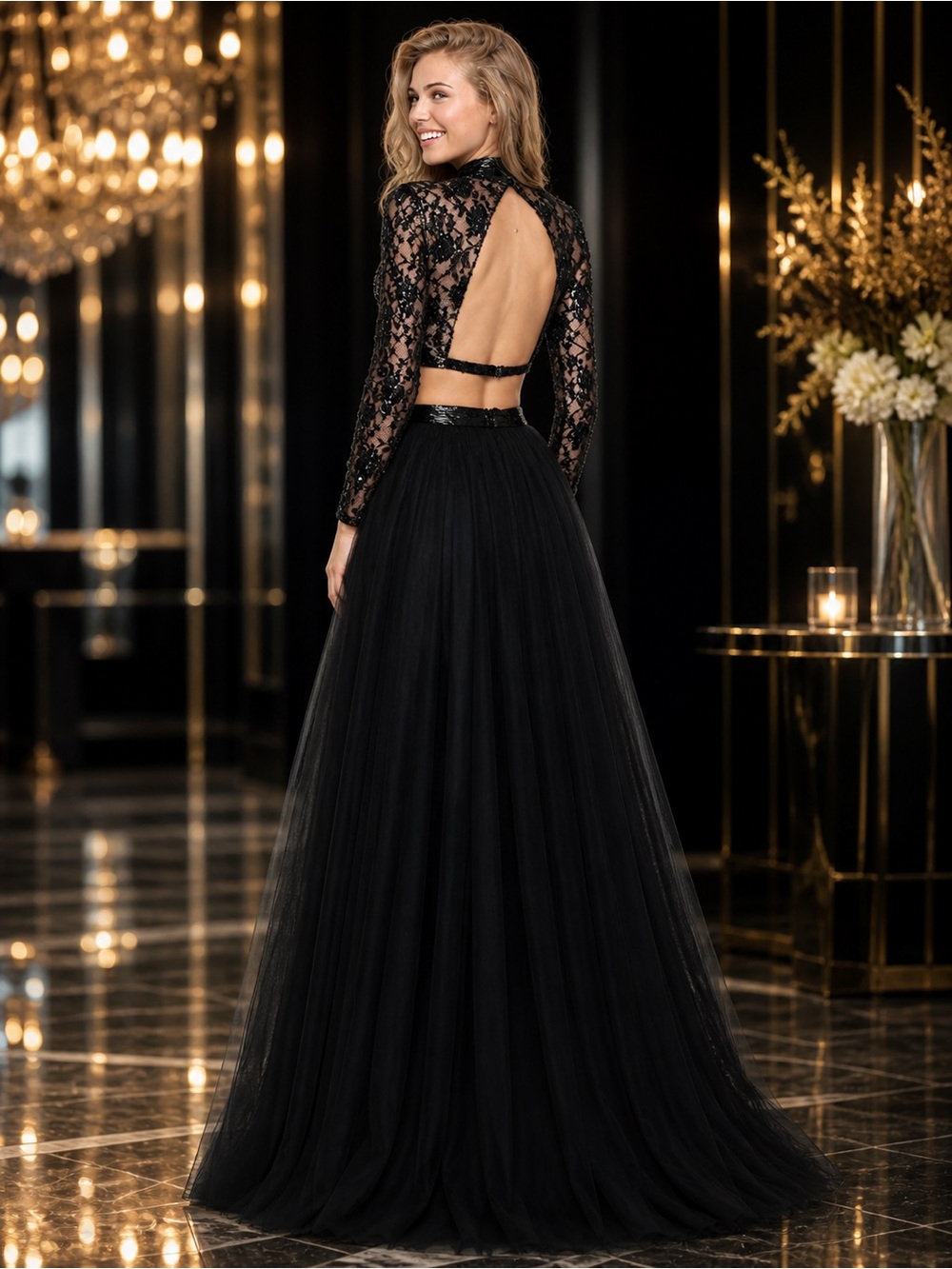 Sherri Hill style 50821 two piece beaded Prom Dress - Picture 2 of 4